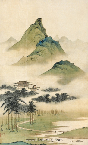 水墨青山绿水名画