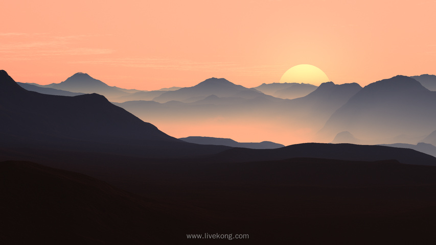 日落时群山风景