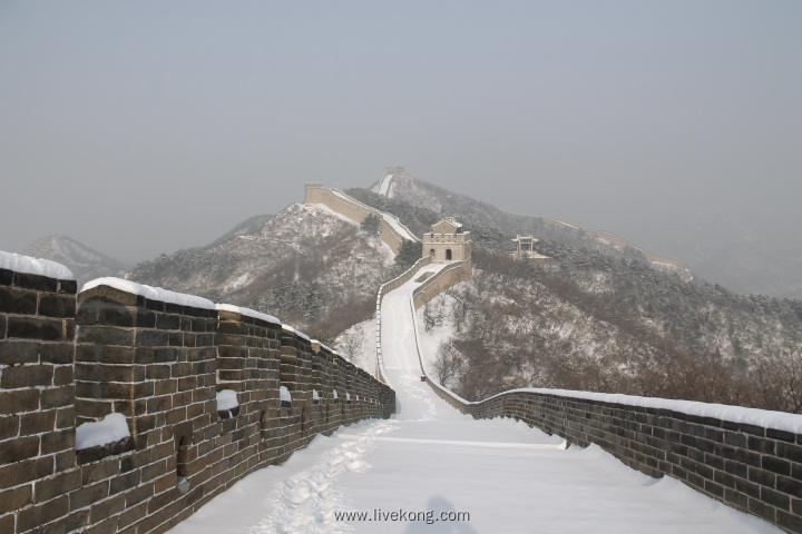 冬季雪景北京长城风景区