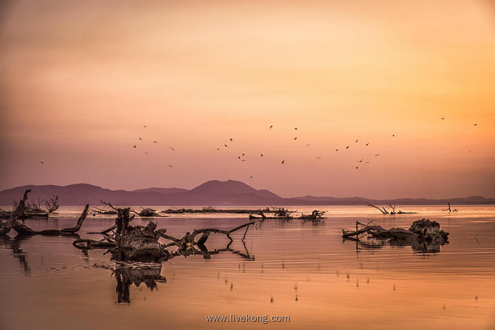 傍晚湖面美景