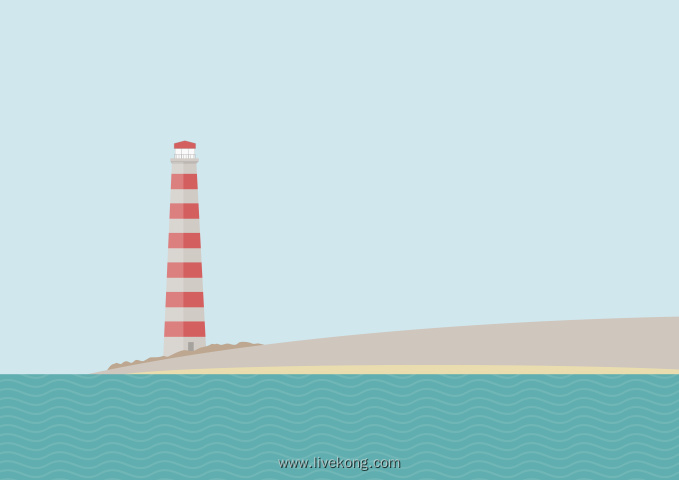 海边灯塔创意插图
