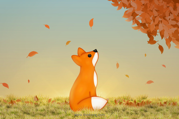 狐狸看落叶插图